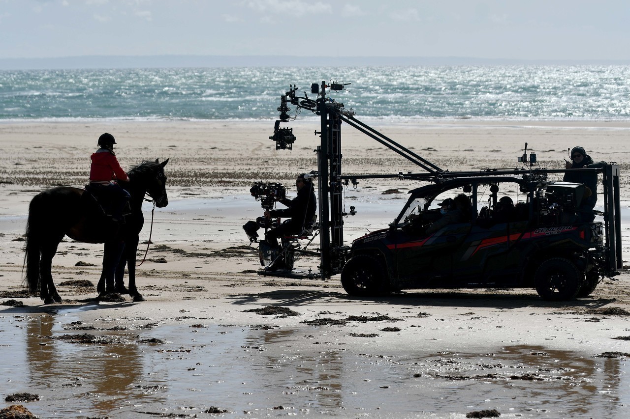 Tournage de Camera du Dalot notre jument dans le film Tempete au haras