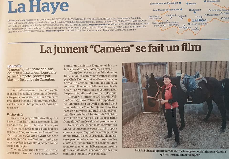 NOTRE JUMENT CAMERA TOURNE LE FILM TEMPETE AU HARAS