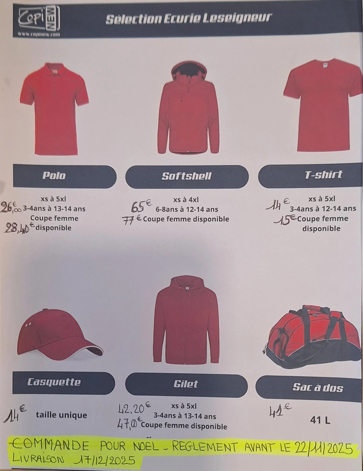 COMMANDE POUR NOEL REGLEMENT AVANT LE 22.11.2025