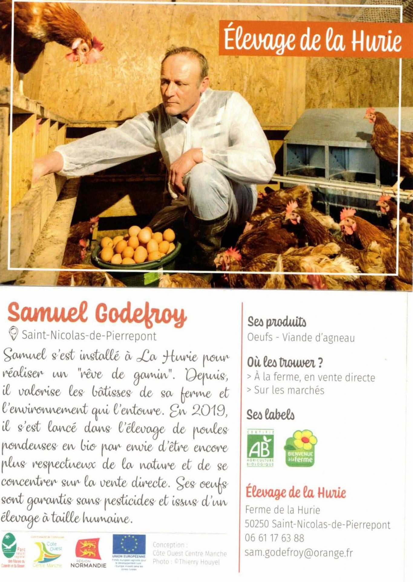 samuel godefroy eleveur de poulet et agneaux bio sur le manoir de La Hurie