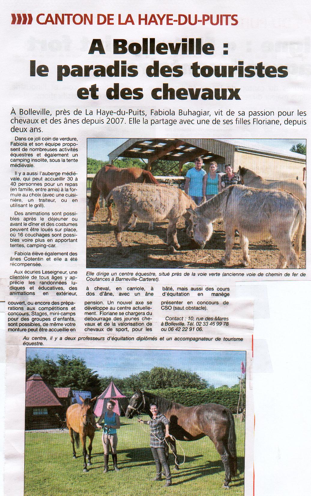 OUEST FRANCE PARLE DE NOTRE ECURIE