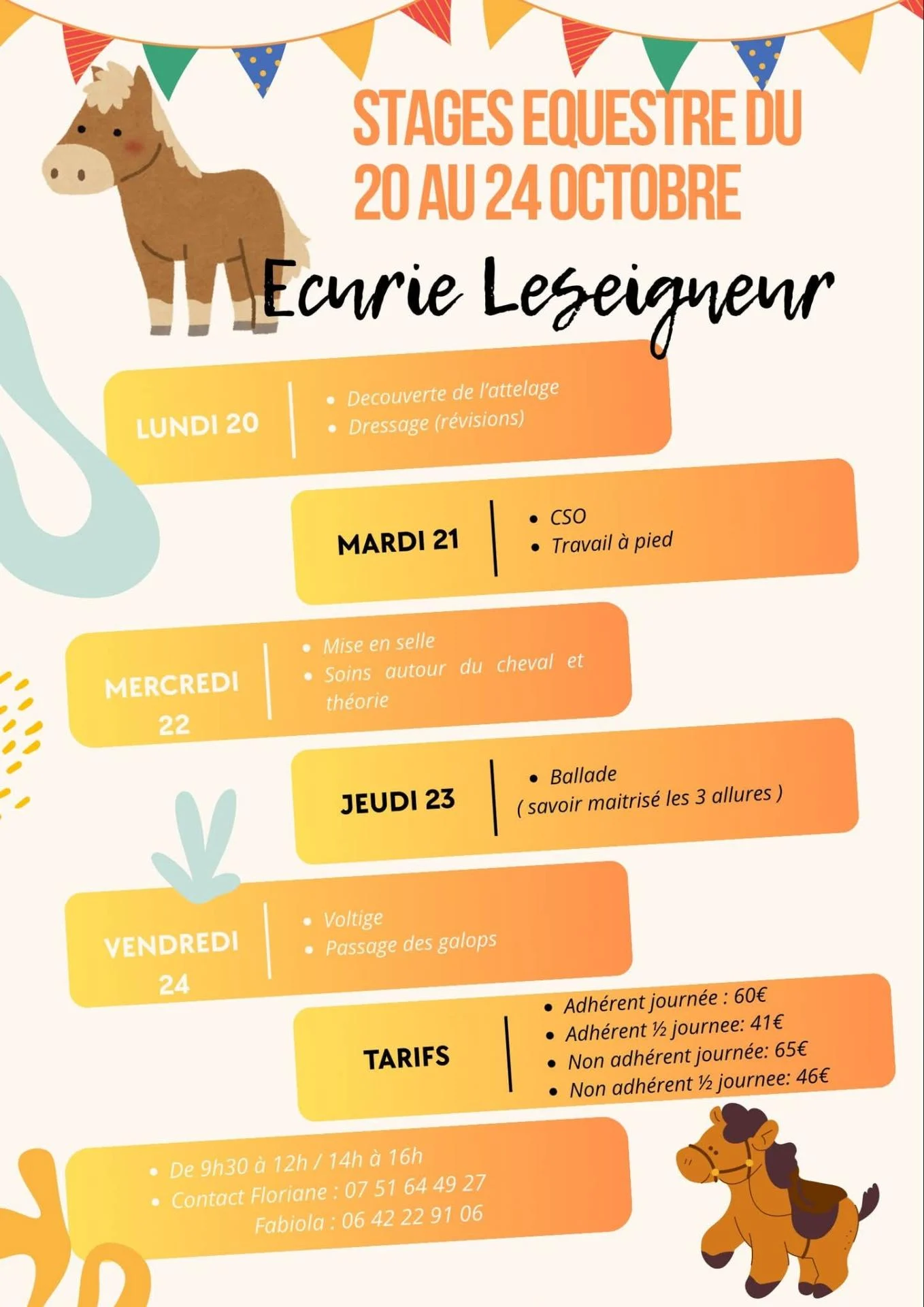 Stage equestre toussaint
