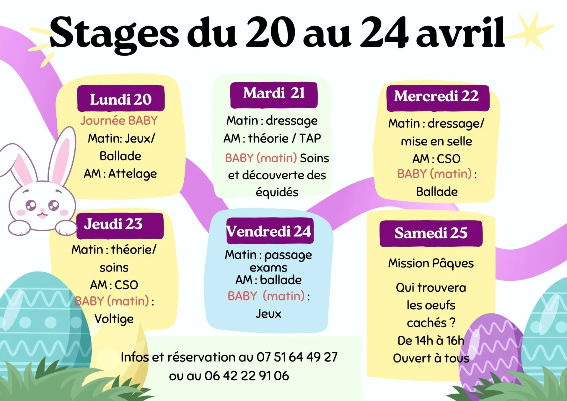 Stages 20 au 24 avril 2026